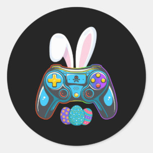 Video Game Bunny Eggs Costume Easter Day Boys Kids Classic Round Sticker