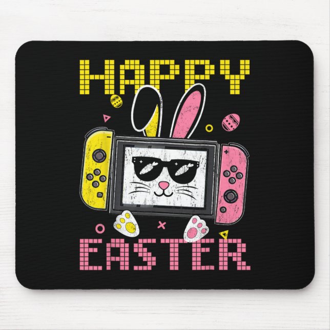 Video Game Bunny Eggs Happy Easter Day Controller  Mouse Pad (Front)