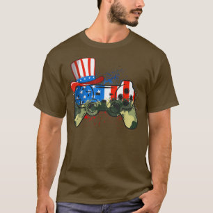 Video Game Camo 4th Of July American Flag Boys Men T-Shirt