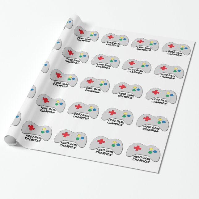 Video Game Champion Wrapping Paper (Unrolled)