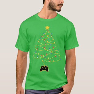 Video Game Christmas Tree Lights Gaming Controller T-Shirt