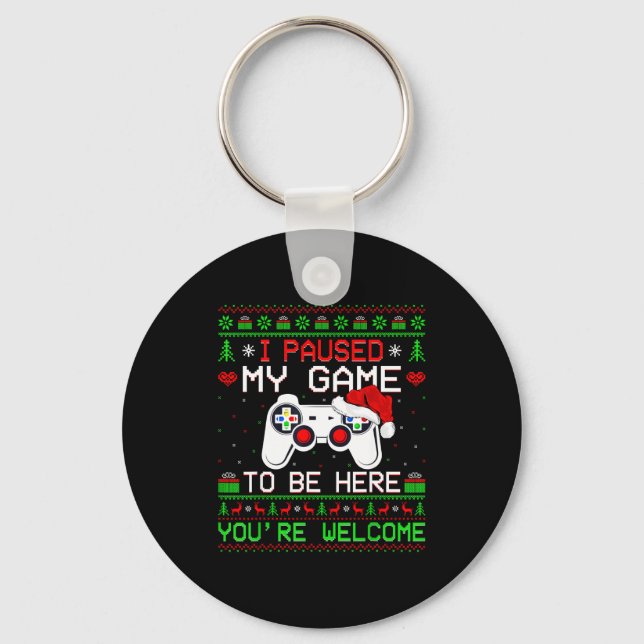 Video Game Christmas Ugly Sweater Funny Gamer Gami Keychain (Front)