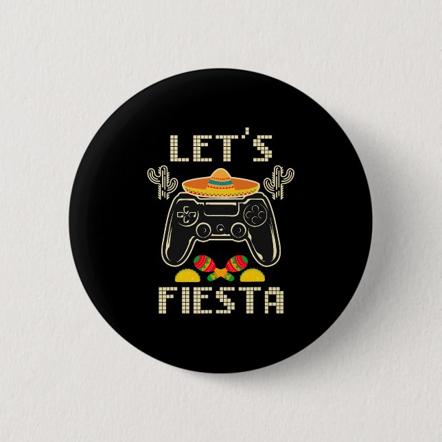 Video Game Cinco De Mayo Gaming Controller Gamer B 2 Inch Round Button (Front)