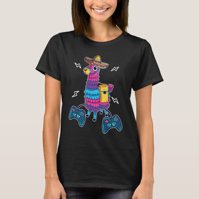 Video Game Cinco de Mayo Llama Pinata and Game Con T-Shirt (Front)