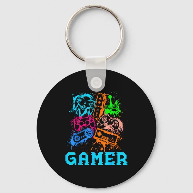 Video Game Console Controllers Clic Gamer Lover Co Keychain (Front)
