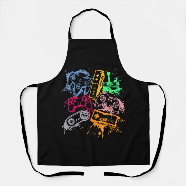 Video Game Console Controllers Retro 80's 90's Arc Apron (Front)
