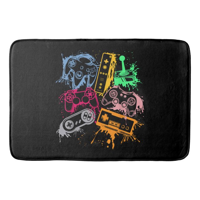 Video Game Console Controllers Retro 80's 90's Arc Bath Mat (Front)
