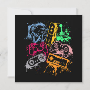Video Game Console Controllers Retro 80's 90's Arc Invitation
