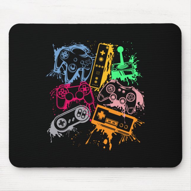 Video Game Console Controllers Retro 80's 90's Arc Mouse Pad (Front)