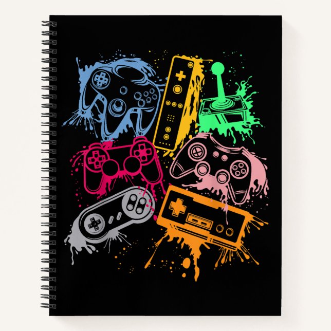 Video Game Console Controllers Retro 80's 90's Arc Notebook (Front)