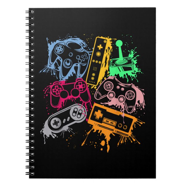 Video Game Console Controllers Retro 80's 90's Arc Notebook (Front)