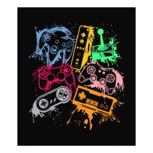 Video Game Console Controllers Retro 80's 90's Arc Photo Print