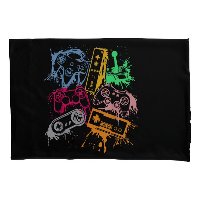 Video Game Console Controllers Retro 80's 90's Arc Pillowcase (Front)