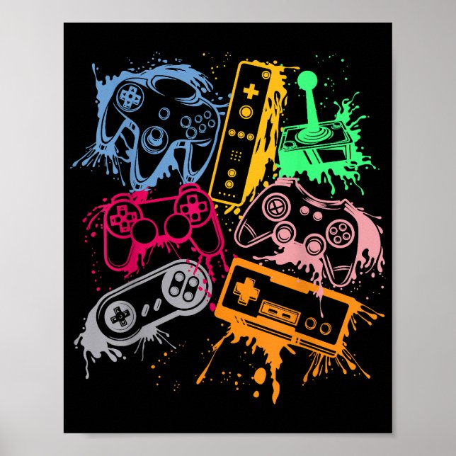 Video Game Console Controllers Retro 80's 90's Arc Poster (Front)