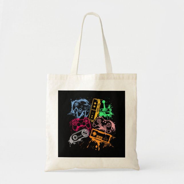 Video Game Console Controllers Retro 80's 90's Arc Tote Bag (Front)