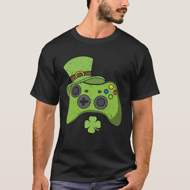 Video Game Console St Patricks Day Kids Gamers T-Shirt (Front)