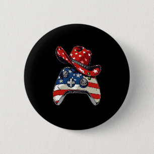 Video game controller 4th of july american flag 2 inch round button