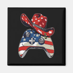 Video game controller 4th of july american flag magnet