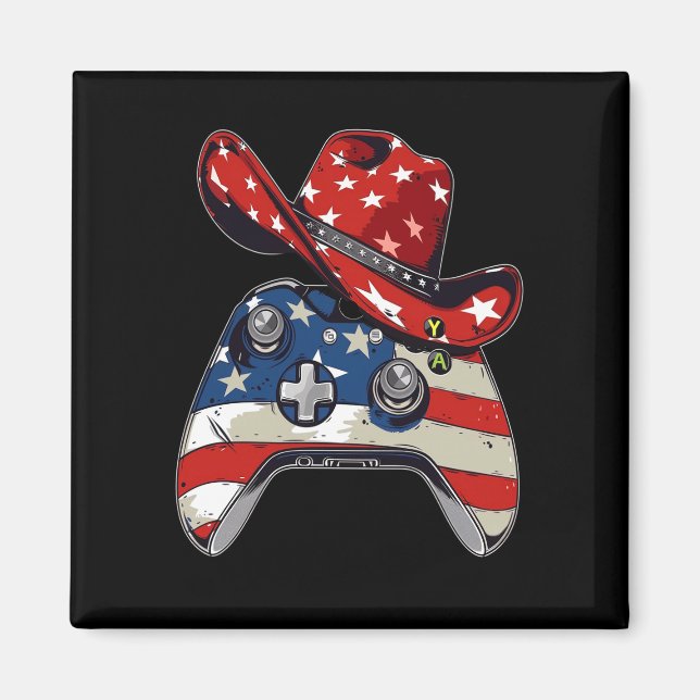 Video game controller 4th of july american flag magnet (Front)