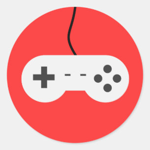 Video Game Controller Adhesive Icon Classic Round Sticker