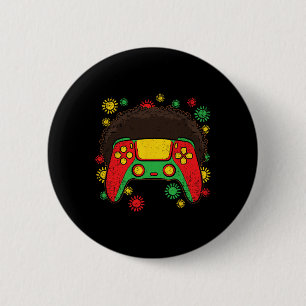 Video-game Controller Afro Black History Month Gam 2 Inch Round Button