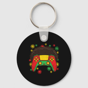 Video-game Controller Afro Black History Month Gam Keychain