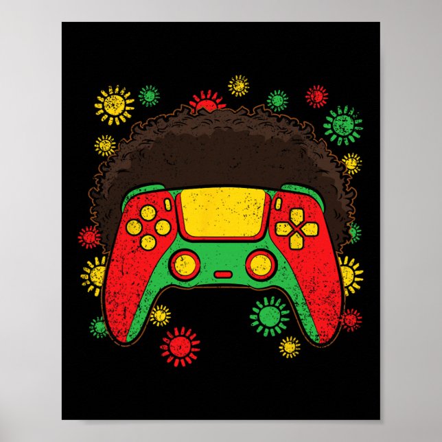 Video-game Controller Afro Black History Month Gam Poster (Front)