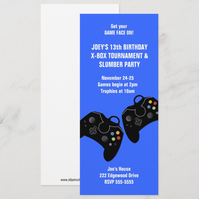 Video Game Controller Birthday Invitation 9 x 4 (Front/Back)