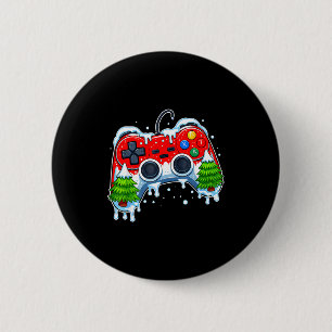Video Game Controller Christmas Santa Hat Gamer Bo 2 Inch Round Button