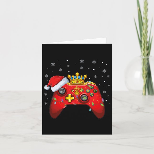 Video Game Controller Christmas Santa Hat Gamer Bo Card (Front)