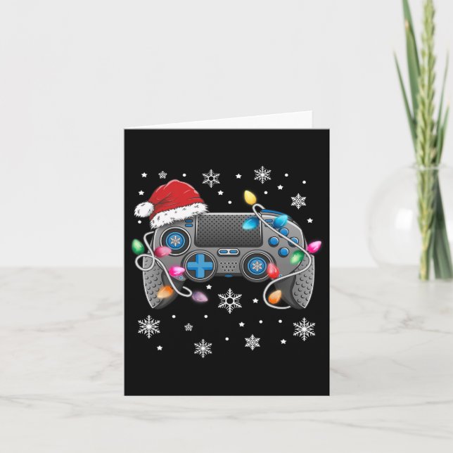 Video Game Controller Christmas Santa Hat Gamer Bo Card (Front)