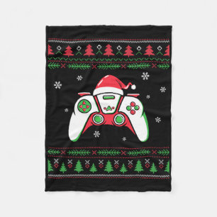 Video Game Controller Christmas Santa Hat Gamer Bo Fleece Blanket