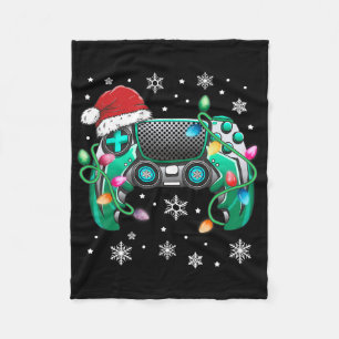 Video Game Controller Christmas Santa Hat Gamer Bo Fleece Blanket