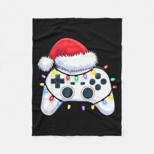 Video Game Controller Christmas Santa Hat Gamer Bo Fleece Blanket