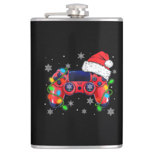 Video Game Controller Christmas Santa Hat Gamer Bo Hip Flask
