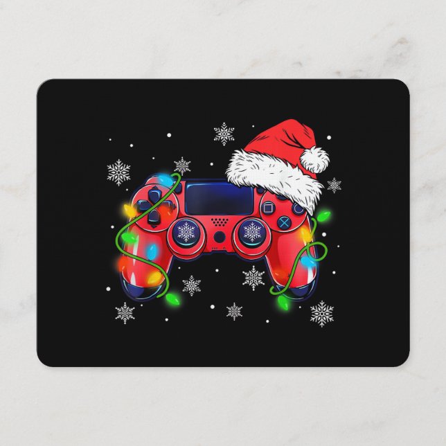 Video Game Controller Christmas Santa Hat Gamer Bo Invitation (Front)