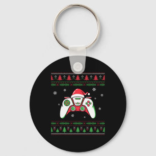 Video Game Controller Christmas Santa Hat Gamer Bo Keychain