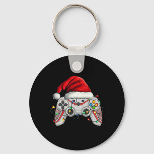 Video Game Controller Christmas Santa Hat Gamer Bo Keychain