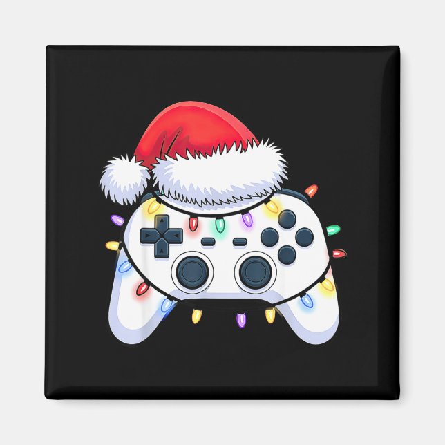 Video Game Controller Christmas Santa Hat Gamer Bo Magnet (Front)