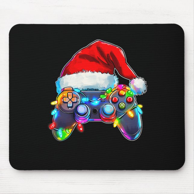 Video Game Controller Christmas Santa Hat Gamer Bo Mouse Pad (Front)