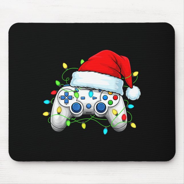 Video Game Controller Christmas Santa Hat Gamer Bo Mouse Pad (Front)