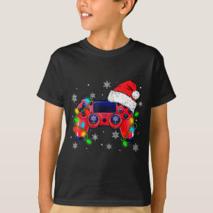 Video Game Controller Christmas Santa Hat Gamer Bo T-Shirt