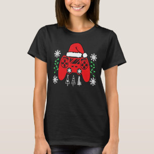 Video Game Controller Christmas Santa Hat Gamer Bo T-Shirt
