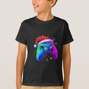 Video Game Controller Christmas Santa Hat Gamer Bo T-Shirt