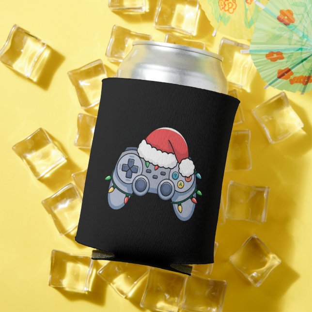 Video Game Controller Christmas Santa Hat Gamer Can Cooler (In Situ Summer)