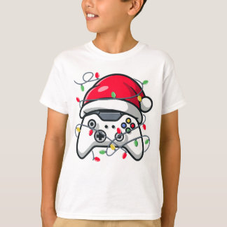 Video Game Controller Christmas Santa Hat Gamer  T-Shirt