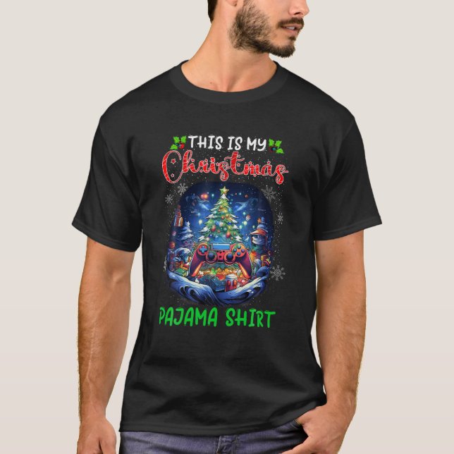Video Game Controller Christmas Tree Lights Gamer  T-Shirt (Front)