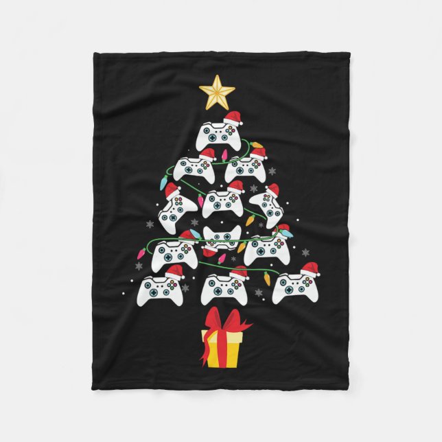 Video Game Controller Christmas Tree Xmas Boy Men  Fleece Blanket (Front)