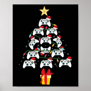 Video Game Controller Christmas Tree Xmas Boy Men  Poster