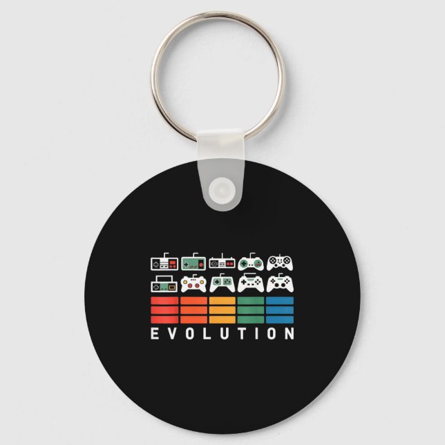 Video Game Controller Evolution 80s 90s Retro Gami Keychain (Front)